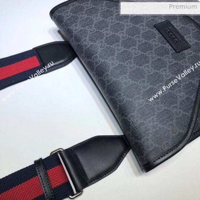 Gucci GG Supreme Flap Messenger Bag 599521 Black (DLH-20032319)