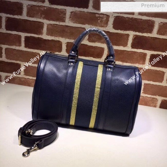 Gucci 247205 Medium Calfskin Leather Boston Bag \Navy Blue (DLH-20032321)