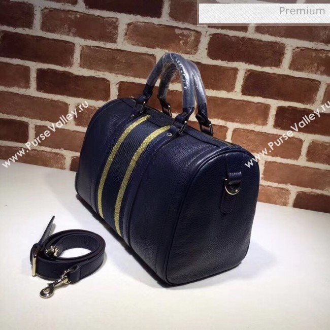 Gucci 247205 Medium Calfskin Leather Boston Bag \Navy Blue (DLH-20032321)