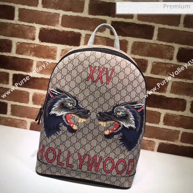 Gucci Wolf Print GG Supreme Backpack 419584 (DLH-20032328)