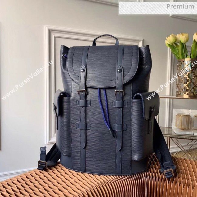 Louis Vuitton Epi Leather and Monogram Canvas Christopher PM Backpack Navy Blue M58868 (K-20032711)