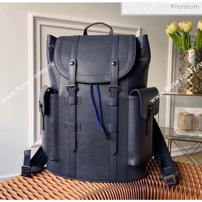 Louis Vuitton Epi Leather and Monogram Canvas Christopher PM Backpack Navy Blue M58868 (K-20032711)