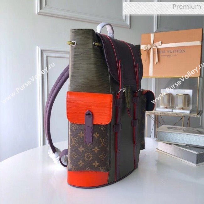 Louis Vuitton Epi Leather and Monogram Canvas Christopher PM Backpack Green/Burgundy M51456 (K-20032710)