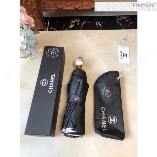 Chanel camellia umbrella for sun &amp; rain black (XA-873562)