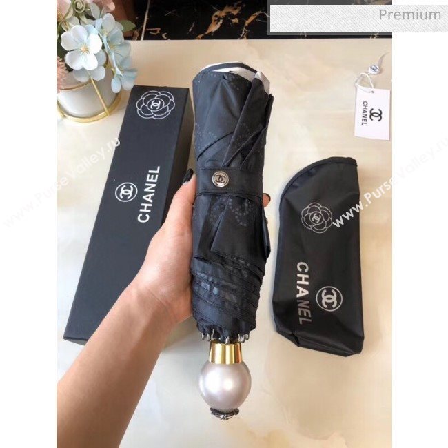 Chanel camellia umbrella for sun &amp; rain black (XA-873562)