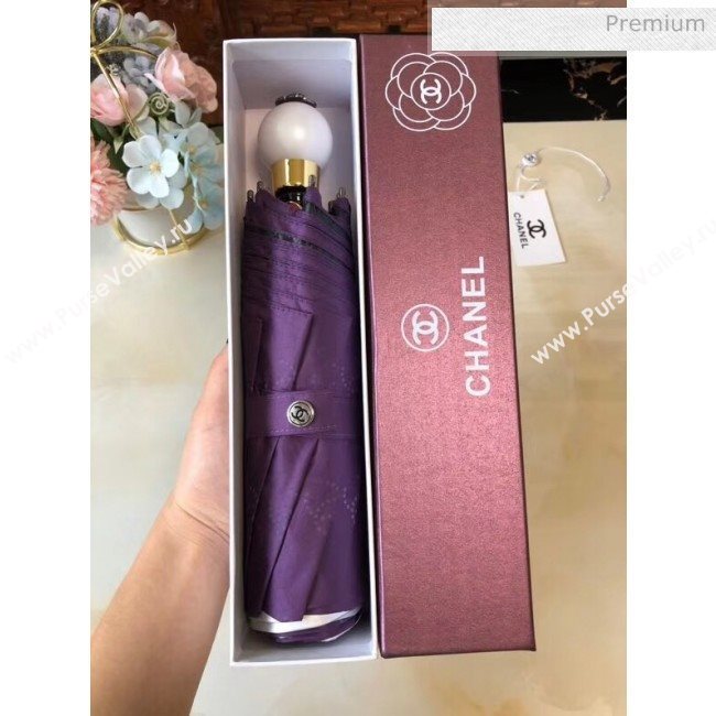 Chanel camellia umbrella for sun &amp; rain purple (XA-873563)