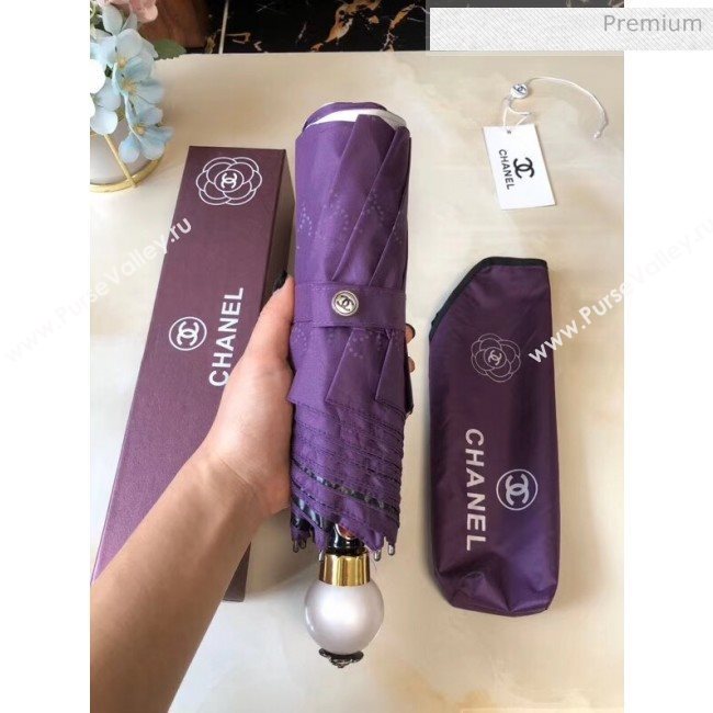 Chanel camellia umbrella for sun &amp; rain purple (XA-873563)