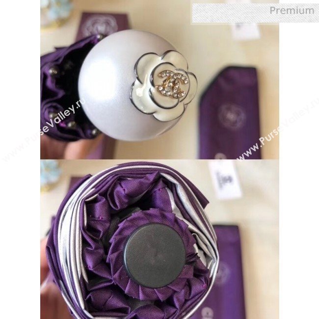 Chanel camellia umbrella for sun &amp; rain purple (XA-873563)