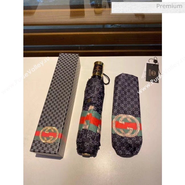 Gucci  Gg Logo umbrella for sun &amp; rain navy blue (XA-873574)