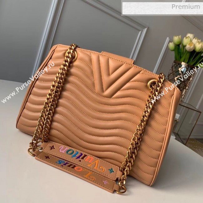 Louis Vuitton Calfskin New Wave Chain Tote Bag M53900 Apricot 2018 (K-20032512)