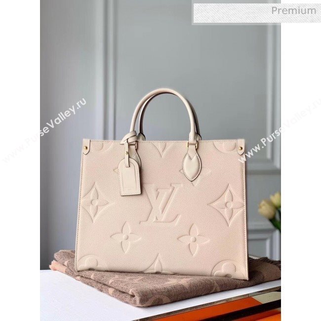 Louis Vuitton Onthego Giant Monogram Leather Medium Tote Bag M45040 White 2019 (K-20032519)