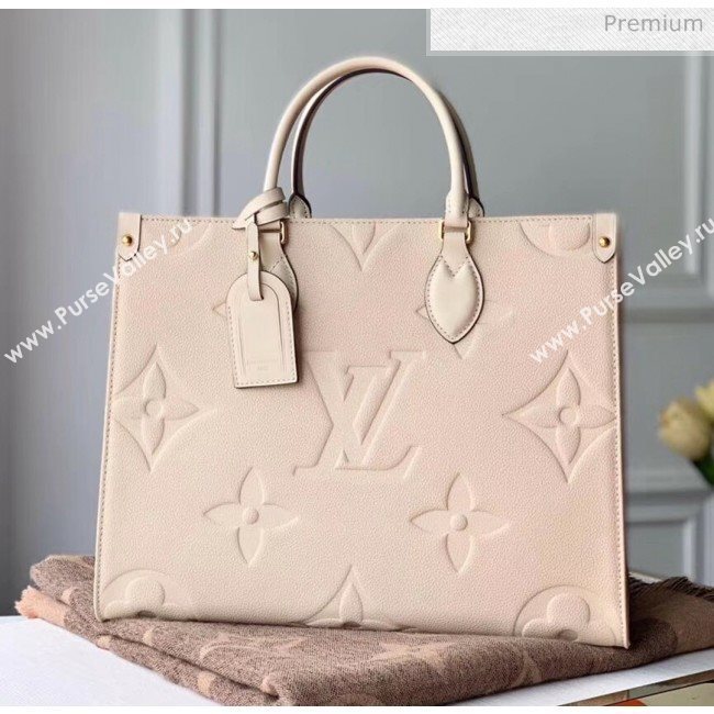 Louis Vuitton Onthego Giant Monogram Leather Medium Tote Bag M45040 White 2019 (K-20032519)