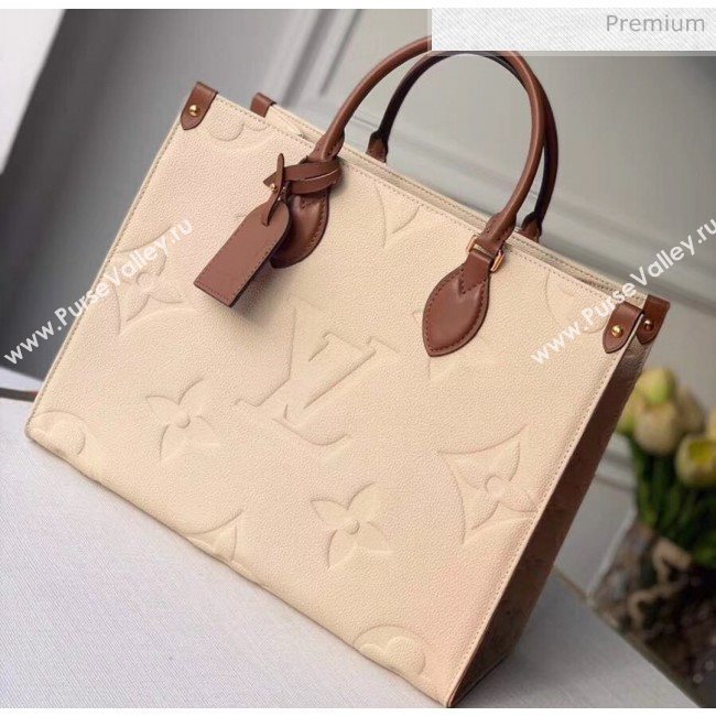 Louis Vuitton Onthego Giant Monogram Leather Medium Tote Bag M45040 White/Brown  2019 (K-20032520)