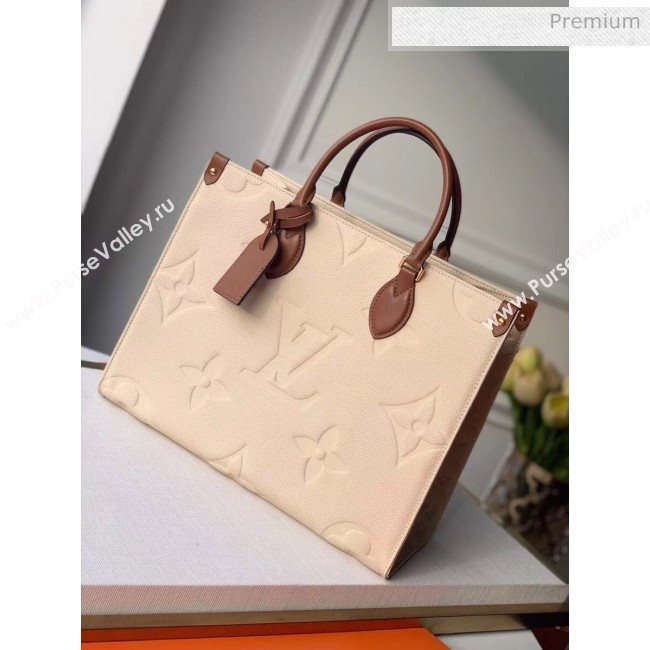 Louis Vuitton Onthego Giant Monogram Leather Medium Tote Bag M45040 White/Brown  2019 (K-20032520)
