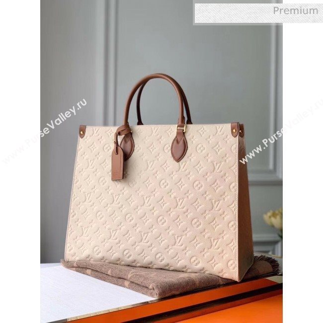 Louis Vuitton Onthego Monogram Embossed Leather Large Tote M44921 White/Brown 2019 (K-20032524)