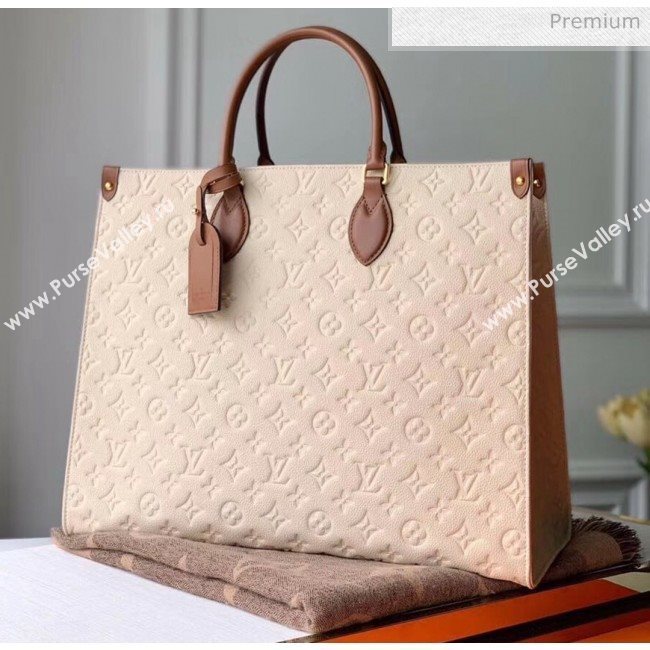 Louis Vuitton Onthego Monogram Embossed Leather Large Tote M44921 White/Brown 2019 (K-20032524)