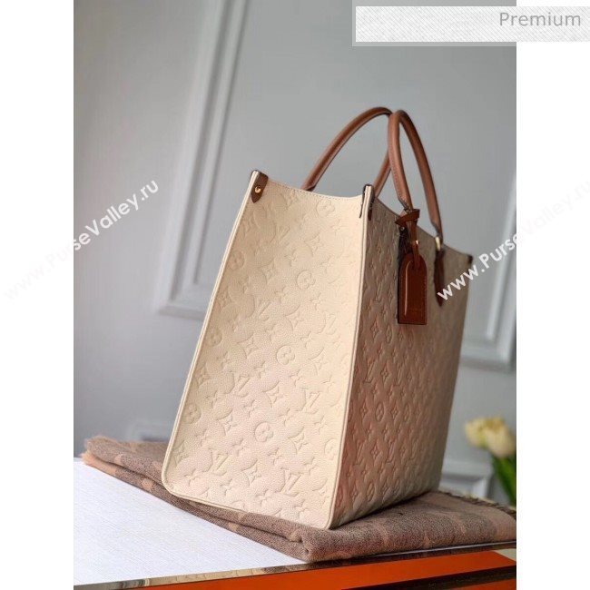Louis Vuitton Onthego Monogram Embossed Leather Large Tote M44921 White/Brown 2019 (K-20032524)