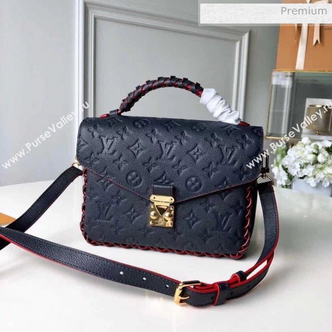 Louis Vuitton Braided Monogram Empreinte Leather Pochette Metis Bag Navy Blue M43942 (K-20032531)