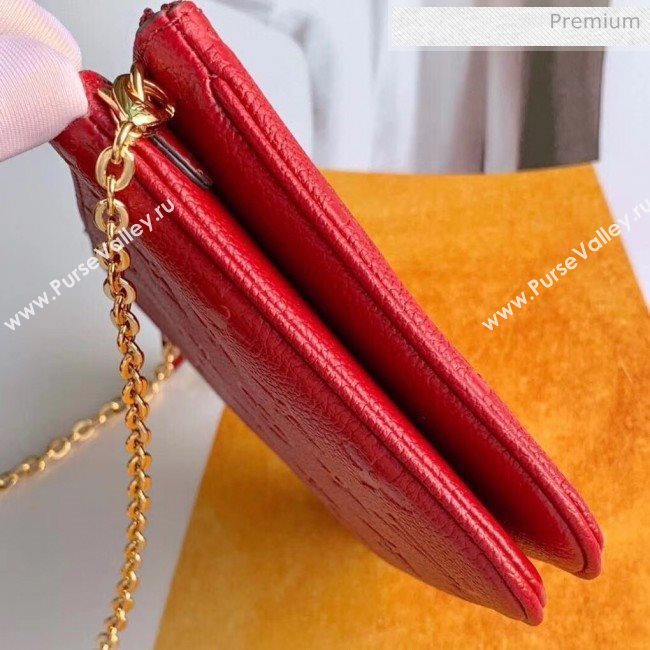 Louis Vuitton Monogram Empreinte Leather Pochette Double Zip Clutch M63916 Red 2019  (K-20032533)