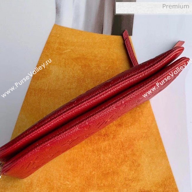 Louis Vuitton Monogram Empreinte Leather Pochette Double Zip Clutch M63916 Red 2019  (K-20032533)