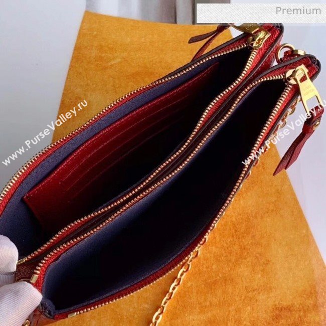 Louis Vuitton Monogram Empreinte Leather Pochette Double Zip Clutch M63916 Red 2019  (K-20032533)