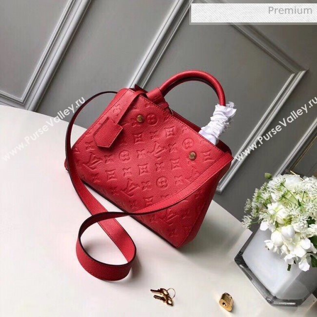 Louis Vuitton Montaigne PM Monogram Empreinte Leather Braided Top Handle Bag Red M41053 2019 (K-20032534)