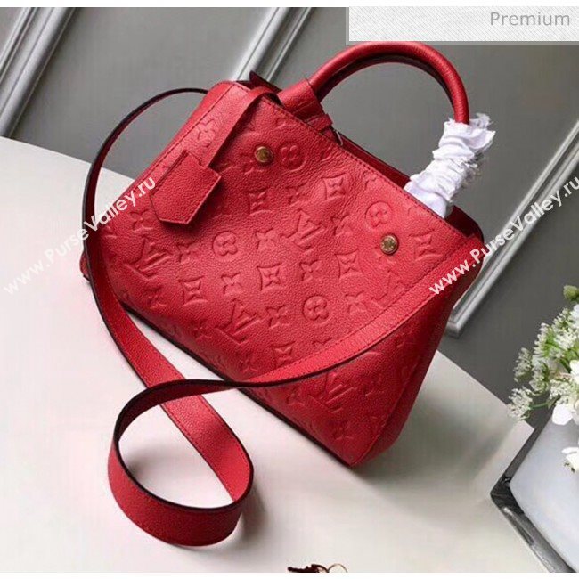 Louis Vuitton Montaigne PM Monogram Empreinte Leather Braided Top Handle Bag Red M41053 2019 (K-20032534)