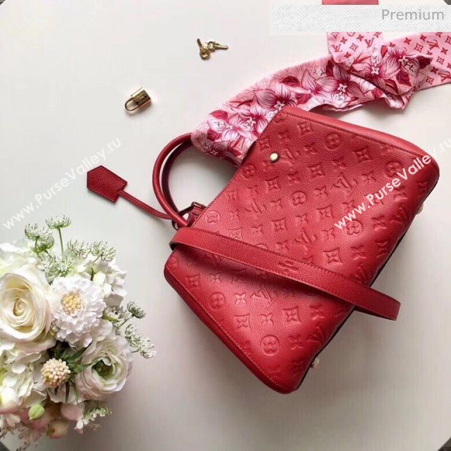 Louis Vuitton Montaigne MM Monogram Empreinte Leather Braided Top Handle Bag Red M41048 2019 (K-20032535)