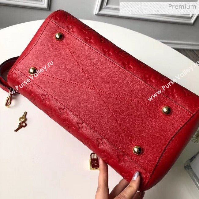 Louis Vuitton Montaigne MM Monogram Empreinte Leather Braided Top Handle Bag Red M41048 2019 (K-20032535)