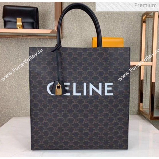 Celine Triomphe Canvas Large Cabas Tote Bag Black 2019 (JQE-20032811)