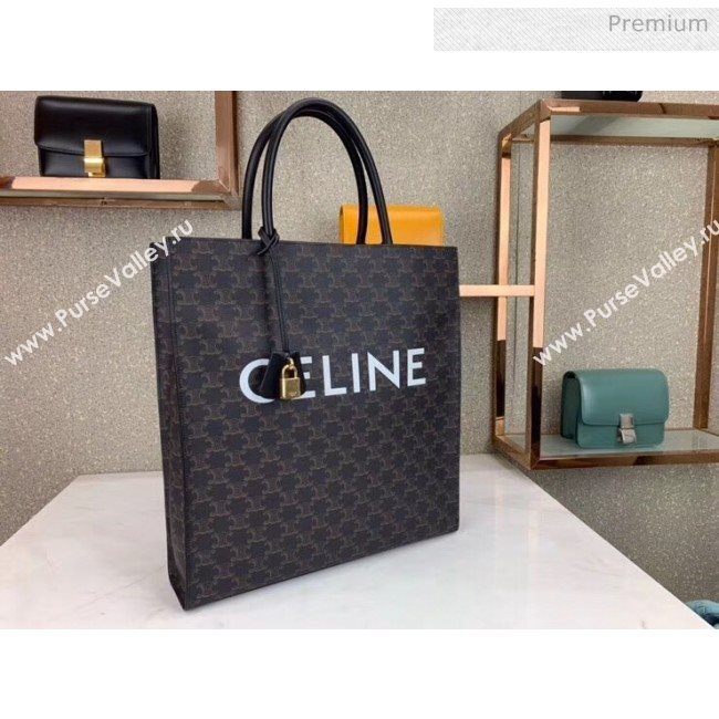 Celine Triomphe Canvas Large Cabas Tote Bag Black 2019 (JQE-20032811)