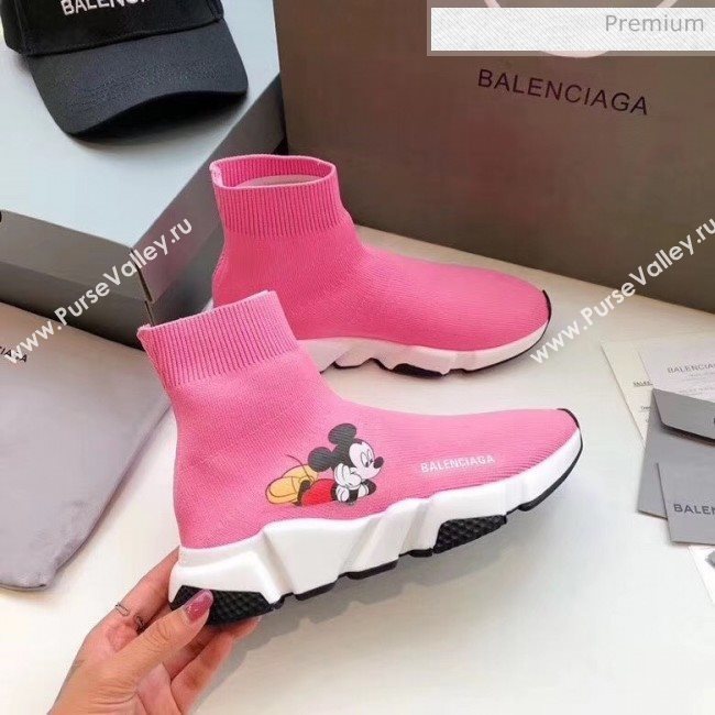 Balenciaga Mickey Knit Sock Speed Trainer Sneaker Pink 2020 (MD-20033014)