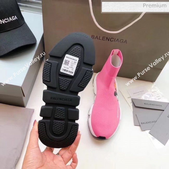 Balenciaga Mickey Knit Sock Speed Trainer Sneaker Pink 2020 (MD-20033014)
