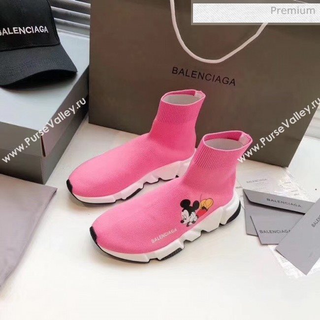 Balenciaga Mickey Knit Sock Speed Trainer Sneaker Pink 2020 (MD-20033014)