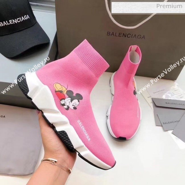 Balenciaga Mickey Knit Sock Speed Trainer Sneaker Pink 2020 (MD-20033014)