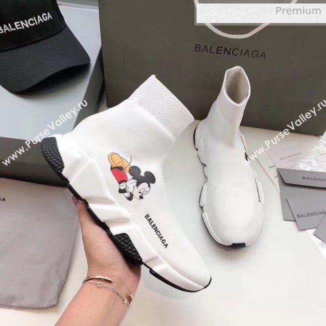 Balenciaga Mickey Knit Sock Speed Trainer Sneaker White 2020 (MD-20033013)