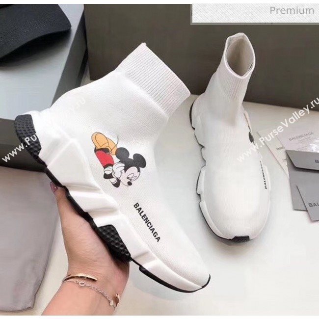Balenciaga Mickey Knit Sock Speed Trainer Sneaker White 2020 (MD-20033013)