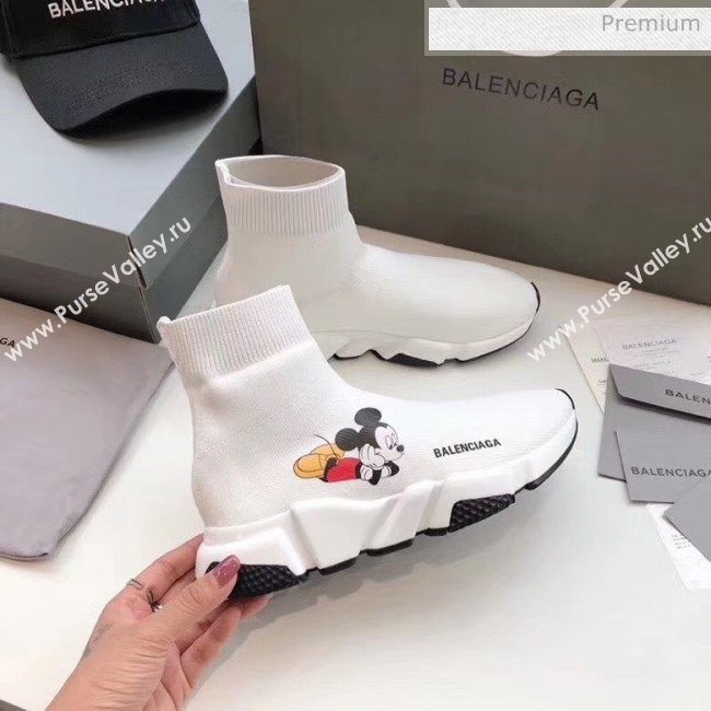 Balenciaga Mickey Knit Sock Speed Trainer Sneaker White 2020 (MD-20033013)