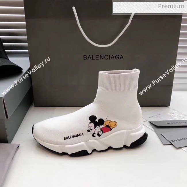 Balenciaga Mickey Knit Sock Speed Trainer Sneaker White 2020 (MD-20033013)