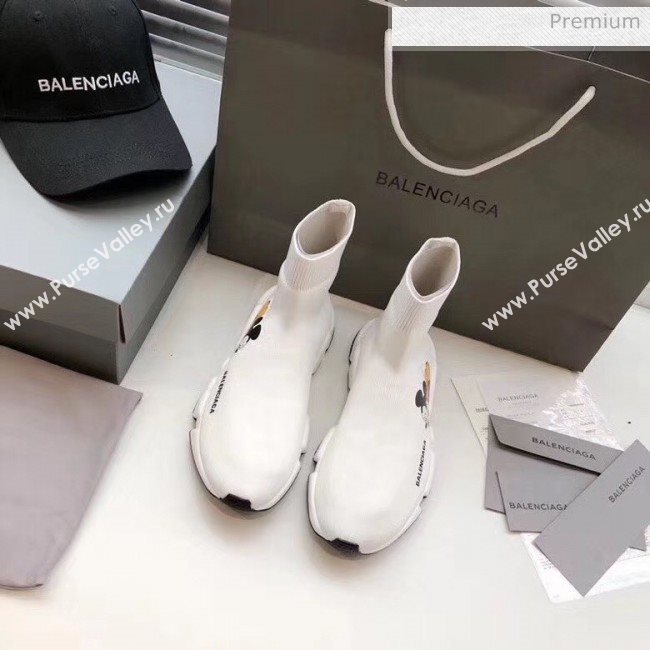 Balenciaga Mickey Knit Sock Speed Trainer Sneaker White 2020 (MD-20033013)