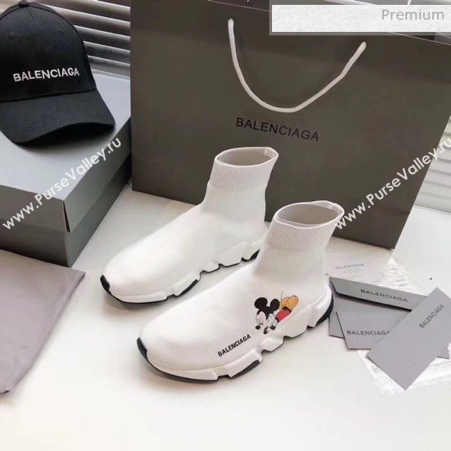Balenciaga Mickey Knit Sock Speed Trainer Sneaker White 2020 (MD-20033013)