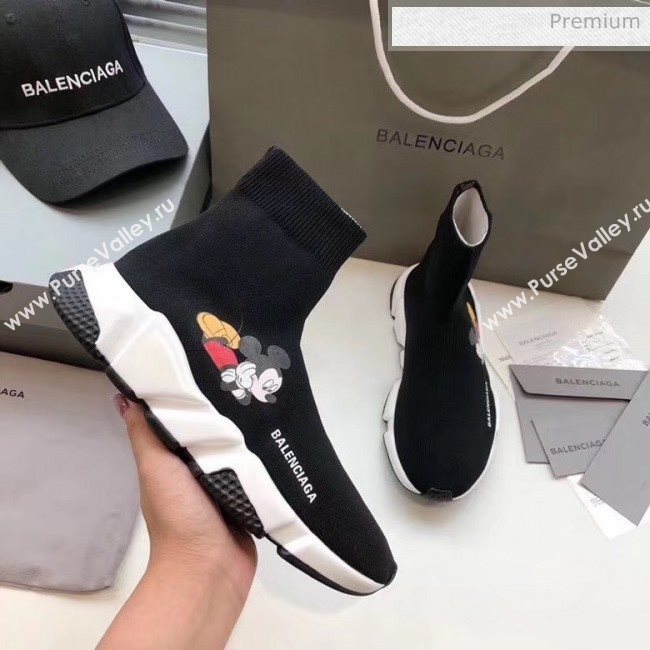 Balenciaga Mickey Knit Sock Speed Trainer Sneaker Black 2020 (MD-20033012)