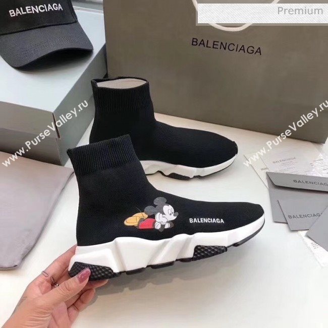 Balenciaga Mickey Knit Sock Speed Trainer Sneaker Black 2020 (MD-20033012)