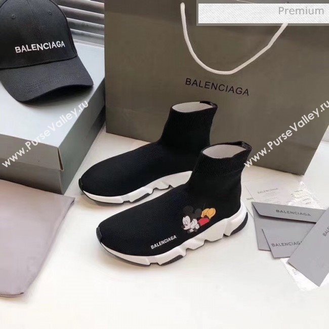 Balenciaga Mickey Knit Sock Speed Trainer Sneaker Black 2020 (MD-20033012)