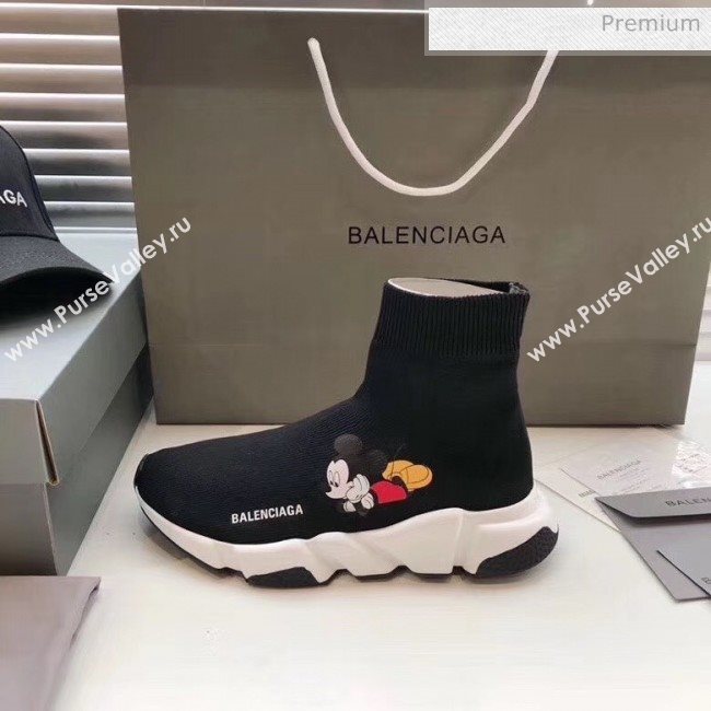 Balenciaga Mickey Knit Sock Speed Trainer Sneaker Black 2020 (MD-20033012)