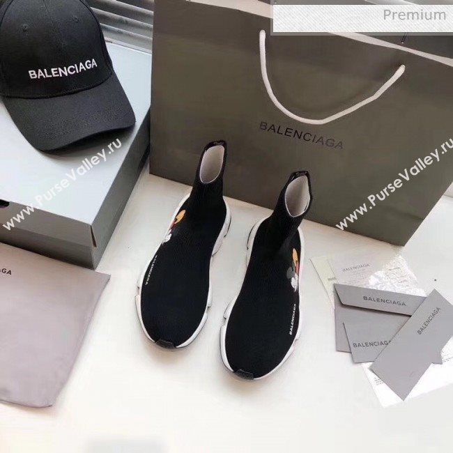 Balenciaga Mickey Knit Sock Speed Trainer Sneaker Black 2020 (MD-20033012)