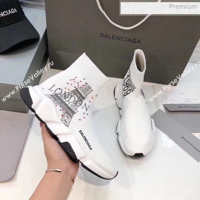 Balenciaga London Knit Sock Speed Trainer Sneaker White 2020 (MD-20033009)
