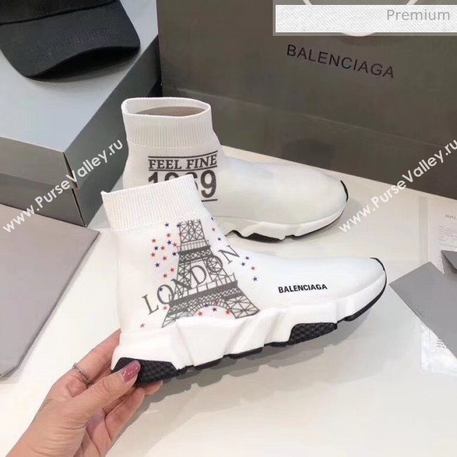 Balenciaga London Knit Sock Speed Trainer Sneaker White 2020 (MD-20033009)