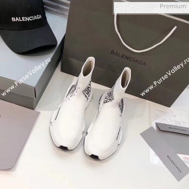 Balenciaga London Knit Sock Speed Trainer Sneaker White 2020 (MD-20033009)