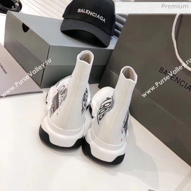 Balenciaga London Knit Sock Speed Trainer Sneaker White 2020 (MD-20033009)